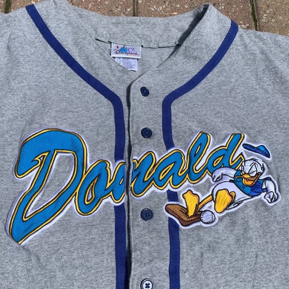 Vtg Disneyland Resort Donald Duck Baseball Jersey M Oversized Blokecore - Picture 5 of 7